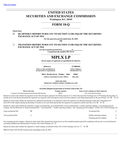 Thumbnail MPLX Quarterly Report 2020-q2