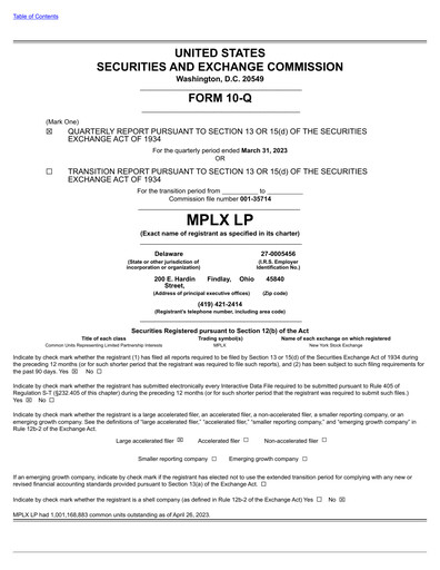 Thumbnail MPLX Quarterly Report 2023-q1