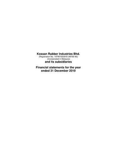 Thumbnail Kossan Rubber Industries Financial Statement 2019
