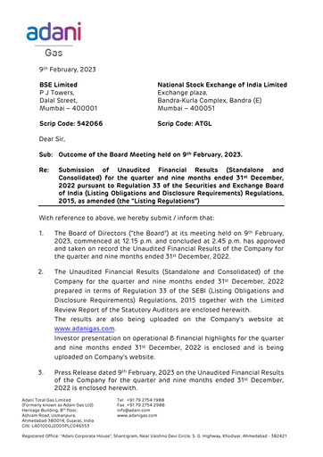 Thumbnail Adani Total Gas Quarterly Report 2022-q3
