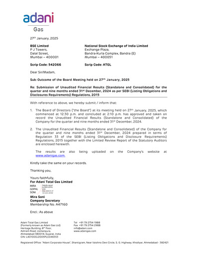 Thumbnail Adani Total Gas Quarterly Report 2024-q3
