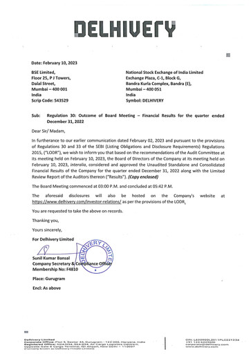 Vorschaubild Delhivery Quartalsbericht 2022-q3