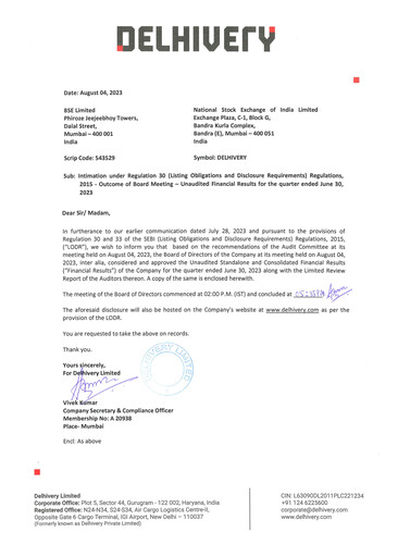 Thumbnail Delhivery Quarterly Report 2023-q1