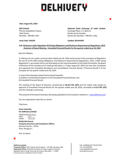 Thumbnail Delhivery Quarterly Report 2024-q1