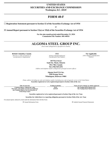 Thumbnail Algoma Steel Annual Report 2024