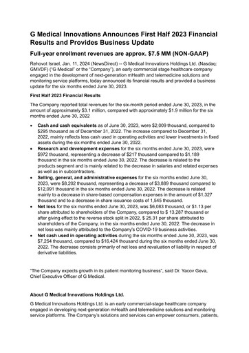 Thumbnail G Medical Innovations Half-year Report 2023-h1