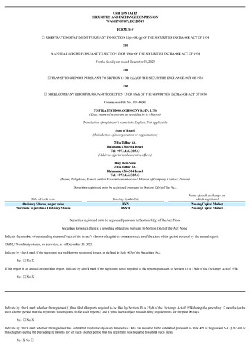 Miniature Inspira Technologies Rapport annuel 2023
