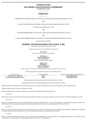 Miniature Inspira Technologies Rapport annuel 2025