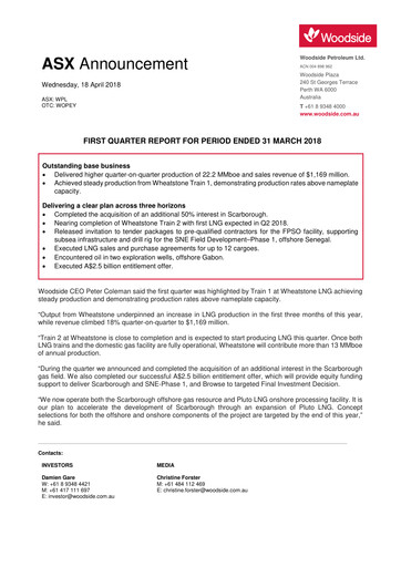 Vorschaubild Woodside Energy Quartalsbericht 2018-q1