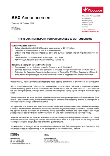 Vorschaubild Woodside Energy Quartalsbericht 2018-q3