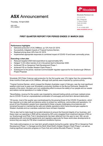 Vorschaubild Woodside Energy Quartalsbericht 2020-q1