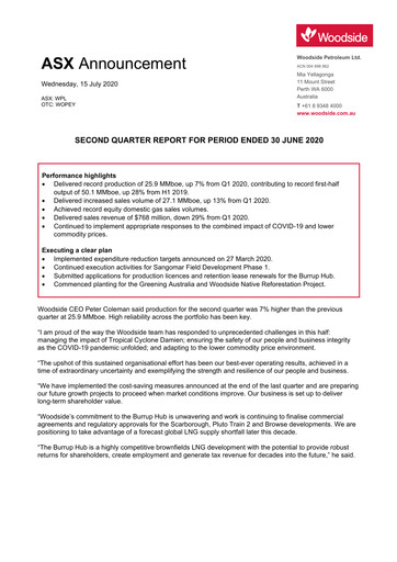 Vorschaubild Woodside Energy Quartalsbericht 2020-q2