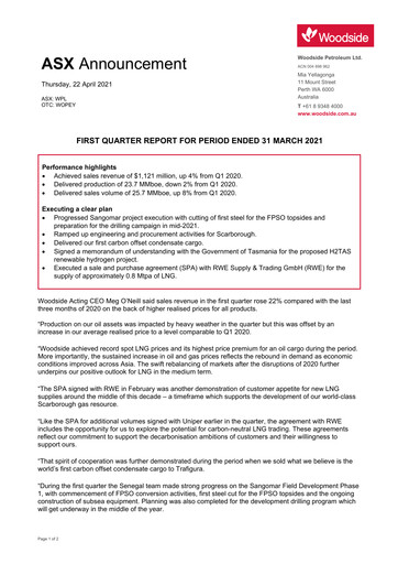 Vorschaubild Woodside Energy Quartalsbericht 2021-q1