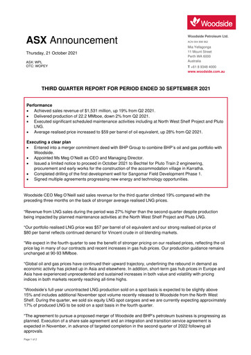 Vorschaubild Woodside Energy Quartalsbericht 2021-q3