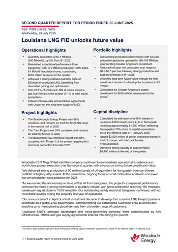 Vorschaubild Woodside Energy Quartalsbericht 2025-q2