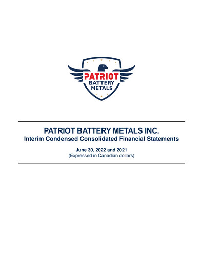 Thumbnail Patriot Battery Metals Quarterly Report fy2023-q1