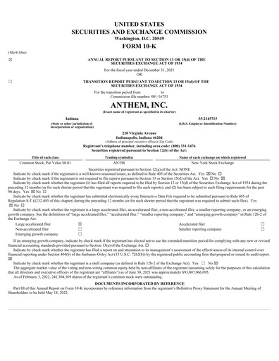 Thumbnail Elevance Health Annual Report 2021