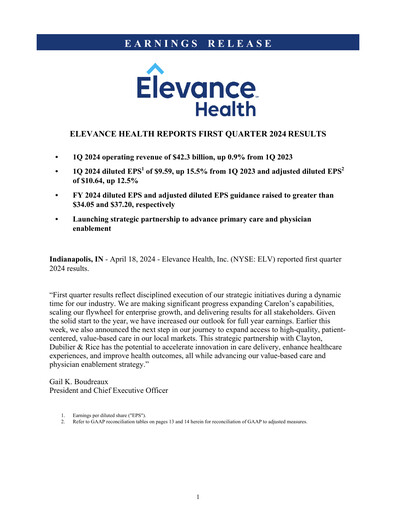 Thumbnail Elevance Health Quarterly Report 2024-q1