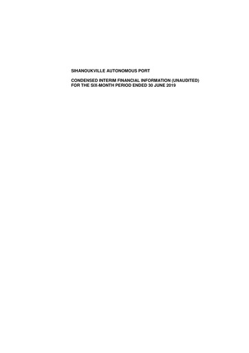 Miniature Sihanoukville Autonomous Port Rapport financier 2019-h1