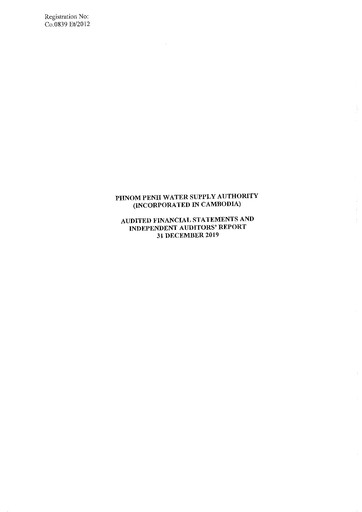 Miniature Phnom Penh Water Supply Authority Bilan financier 2019