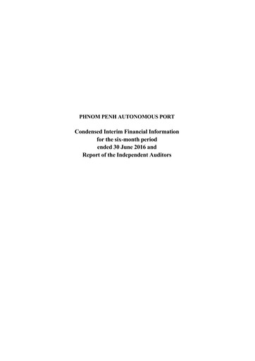 Miniature Phnom Penh Autonomous Port Bilan financier 2016-h1