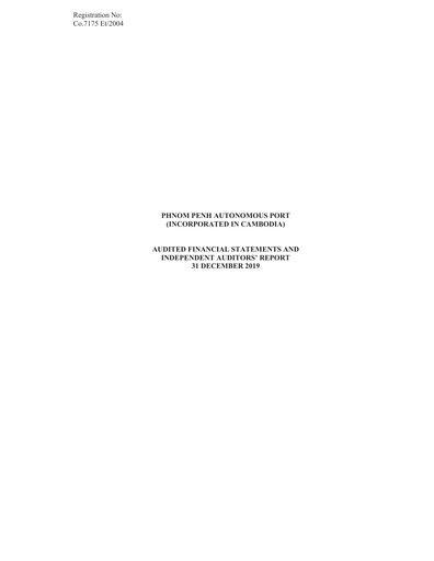 Miniature Phnom Penh Autonomous Port Bilan financier 2019
