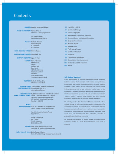Vorschaubild Zydus Lifesciences Jahresbericht 2009-2010