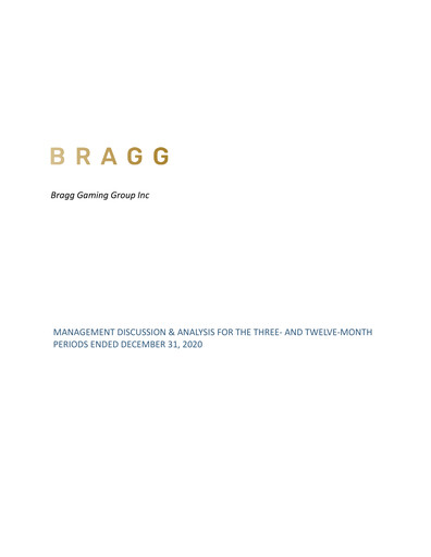 Vorschaubild Bragg Gaming Group Jahresbericht 2020