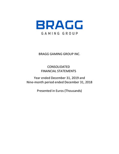 Vorschaubild Bragg Gaming Group Finanzmitteilung 2019