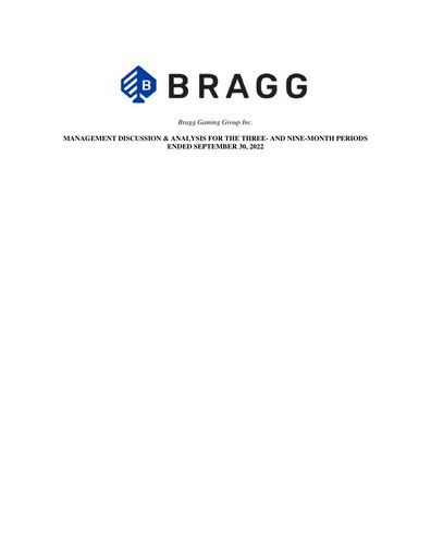 Vorschaubild Bragg Gaming Group Quartalsbericht 2022-q3