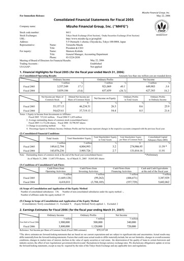 Thumbnail Mizuho Financial Group
 Financial Statement 2005