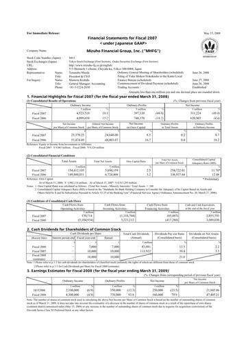 Thumbnail Mizuho Financial Group
 Financial Statement 2007