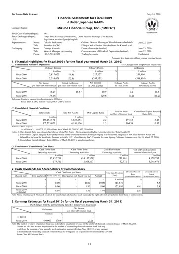 Thumbnail Mizuho Financial Group
 Financial Statement 2009