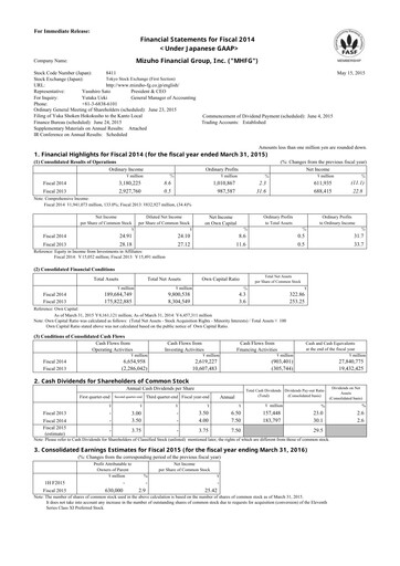 Thumbnail Mizuho Financial Group
 Financial Statement 2014