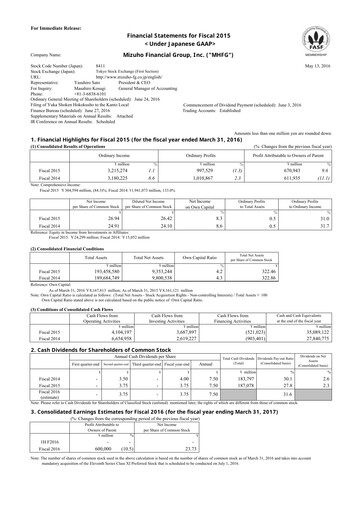 Thumbnail Mizuho Financial Group
 Financial Statement 2015