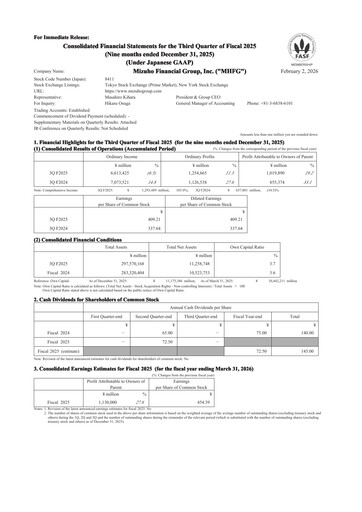 Vorschaubild Mizuho Financial Group
 Quartalsbericht 2025-q3