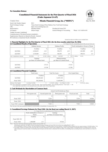 Thumbnail Mizuho Financial Group
 Quarterly Report 2026-q1