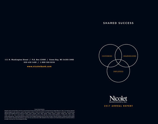 Miniature Nicolet Bankshares Rapport annuel 2017