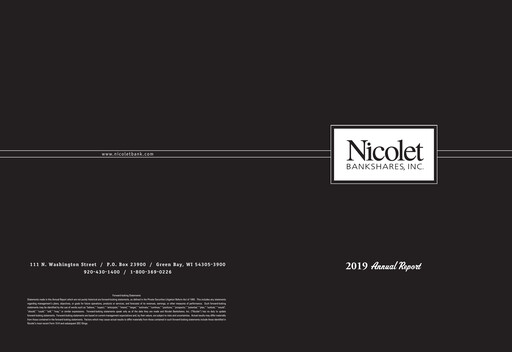 Miniature Nicolet Bankshares Rapport annuel 2019