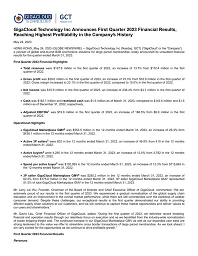 Thumbnail GigaCloud Technology Quarterly Report 2023-q1
