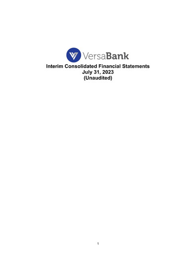 Thumbnail VersaBank Financial Statement 2023-q3