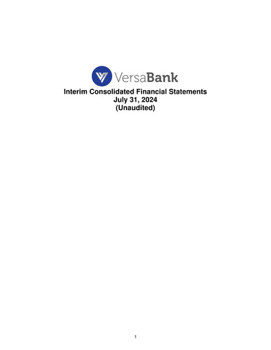 Thumbnail VersaBank Financial Statement 2024-q3