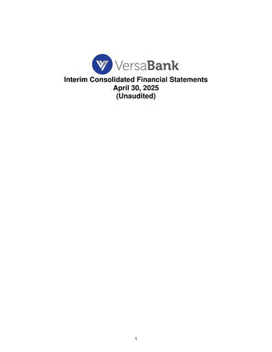 Thumbnail VersaBank Financial Statement 2025-q2