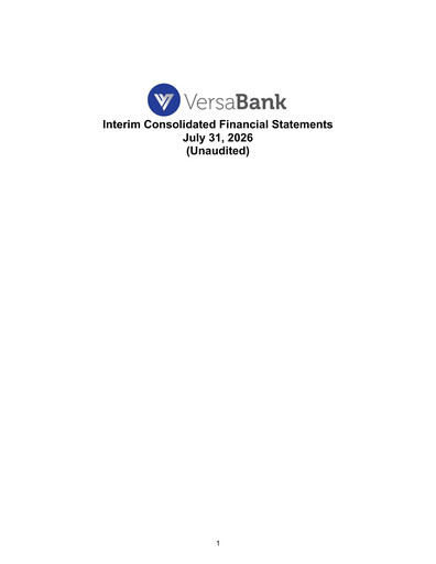 Thumbnail VersaBank Financial Statement 2026-q3