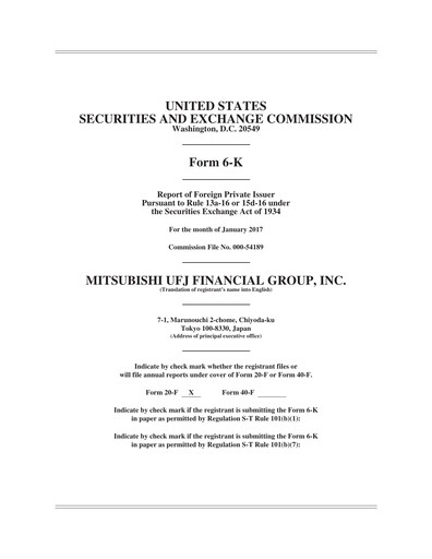 Thumbnail Mitsubishi UFJ Financial Half-year Report 2016-h1