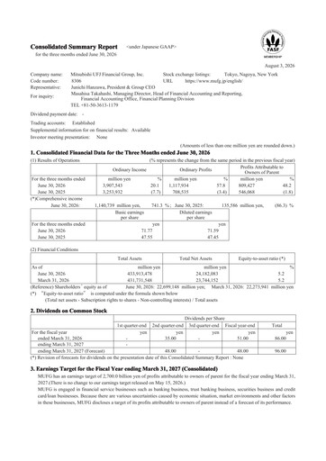 Thumbnail Mitsubishi UFJ Financial Quarterly Report 2026-q1