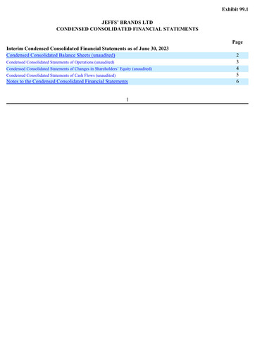 Miniature Jeffs' Brands Rapport semestriel 2023-h1