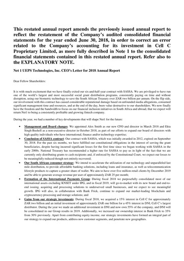 Thumbnail Lesaka Technologies Annual Report 2018