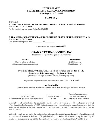 Thumbnail Lesaka Technologies Quarterly Report 2026-q1