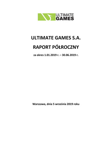 Miniature Ultimate Games Rapport semestriel 2019-h1